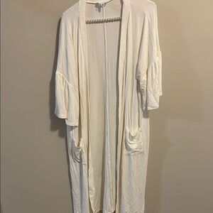 Heyson 1xl Cream Open Front Cardigan duster